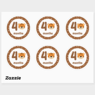 Sticker Rond Bébé Tigre mignon mensuel jalon