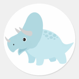 Sticker Rond Bébé triceratops collant dinosaure