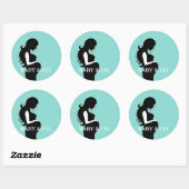Sticker Rond BÉBÉ Turquoise Blue Tiara Party Sprinkle Douche (Feuille)