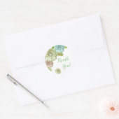 Sticker Rond Bébé Vert En Fleur Brunch Douche Merci (Enveloppe)