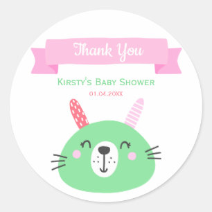 Sticker Rond Bébé vert  Merci Baby shower
