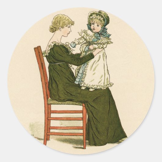Sticker Rond Bébé victorien Greenaway Mère (Devant)