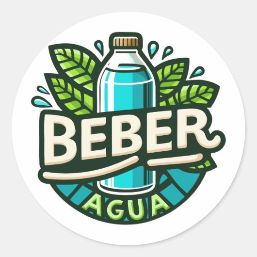 Sticker Rond Beber agua (Devant)