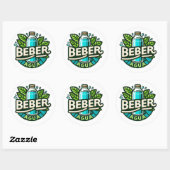 Sticker Rond Beber agua (Feuille)