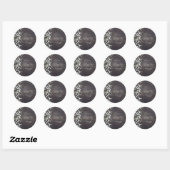 Sticker Rond Bébé's Breath Floral & Dark Rustic Wood Mariage (Feuille)