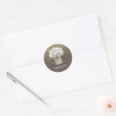 Sticker Rond Bébé's Breath Mason Jar et Rustic Burlap (Enveloppe)