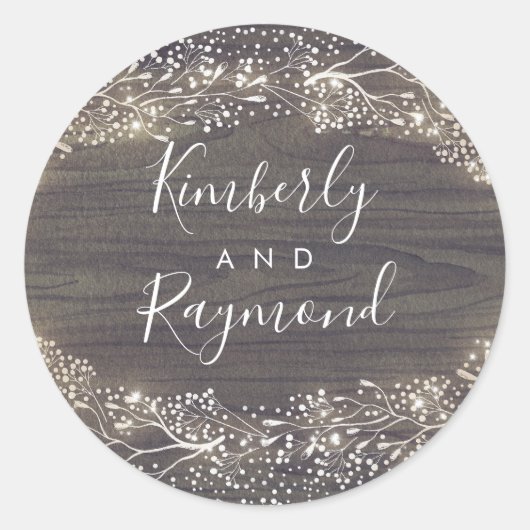 Sticker Rond Bébé's Breath Rustic Country Floral Mariage (Devant)