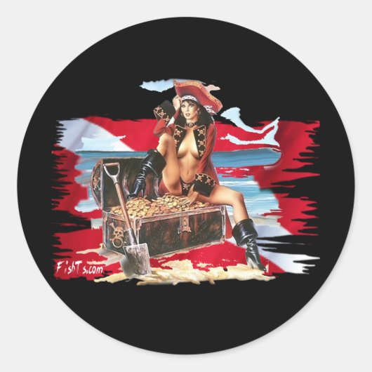 Sticker Rond Bébés de plongée dans le Bikini (Devant)