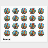 Sticker Rond Bec-croisé perroquet coloré (Feuille)