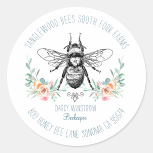Sticker Rond Bee Apiary Beekeeper Business Return Adresse