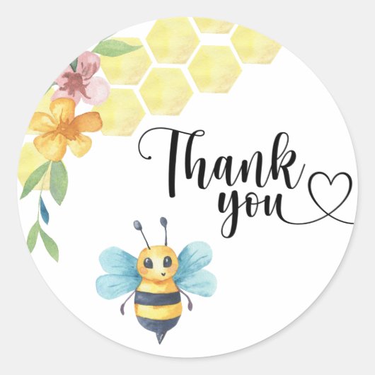 Sticker Rond Bee baby shower merci (Devant)