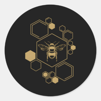 Sticker Rond Bee Beekeeg Honeycomb Honey Beekeeper Bee