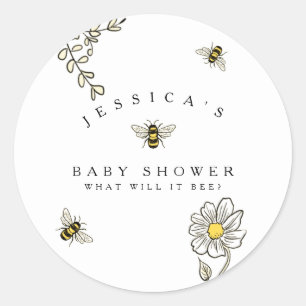 Sticker Rond Bee Bumble Bee Baby shower