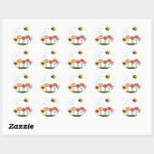 Sticker Rond Bee Buzzing Flower Garden (Feuille)