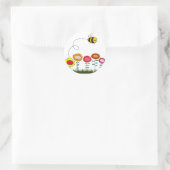 Sticker Rond Bee Buzzing Flower Garden (Sac)