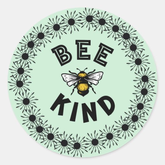 Sticker Rond Bee Genre Bumble Bee Kindness Design Floral (Devant)