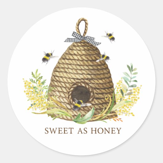 Sticker Rond Bee Hive Sweet comme du miel (Devant)