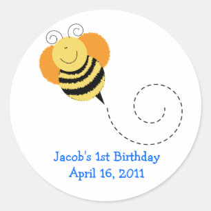 Sticker Rond BEE HOP Baby Shower ou Anniversaire Favoriser Stic