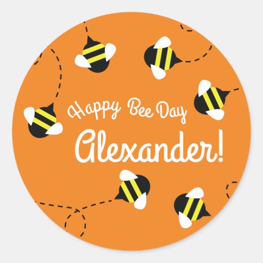 Sticker Rond Bee Kid's Birthday Party Beeday (Devant)