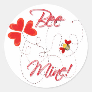 Sticker Rond BEE MINE VALENTINE par SHARON SHARPE