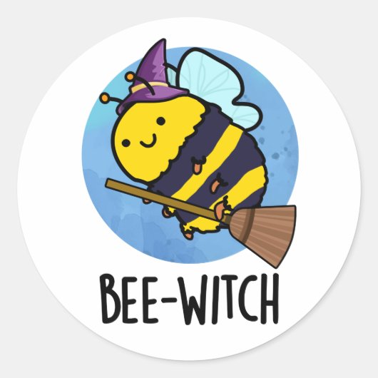Sticker Rond Bee-sorcière Funny Bee Pun (Devant)
