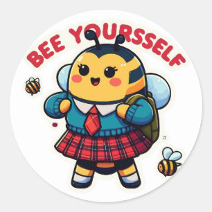 Sticker Rond Bee Yourself - Jolie Bee Retour À L'École Caractèr