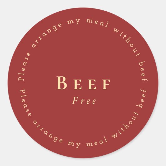 Sticker Rond Beef-Free Request Sticker, Dark red (Devant)