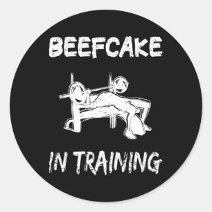 Sticker Rond Beefcake Dans L'Entraînement Gym Muscle Drôle Body