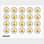 Sticker Rond Beehive Bumble abeille Anniversaire Favoriser Stic (Feuille)