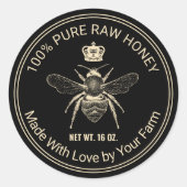 Sticker Rond Beehive Honey Jar, apiculteur de l'abeille Queen B (Devant)