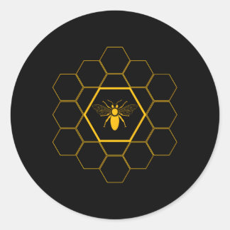Sticker Rond Beekeeper Bee Honeycomb Beekeeg