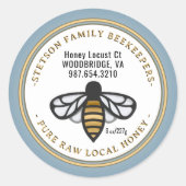 STICKER ROND BEEKEEPER HONEY HONEYBEE LOGO (Devant)