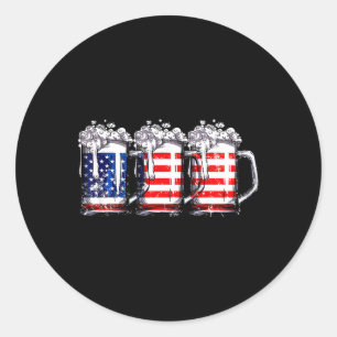 Sticker Rond Beer American Flag 4 juillet Hommes Femmes Merica