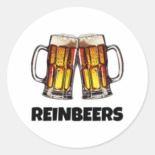 Sticker Rond Beer Christmas Reinbeers