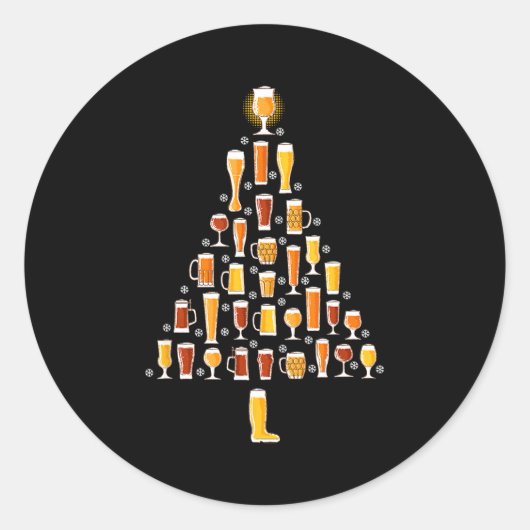 Sticker Rond Beer Christmas Tree Men Women Beer Ugly Christmas  (Devant)