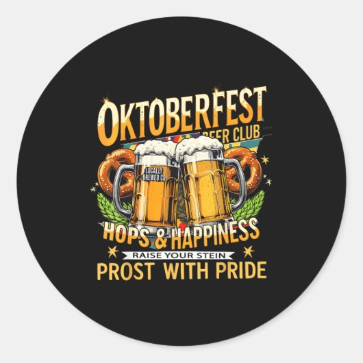 Sticker Rond Beer Club Prost With Pride Gift Drinking Team  (Devant)