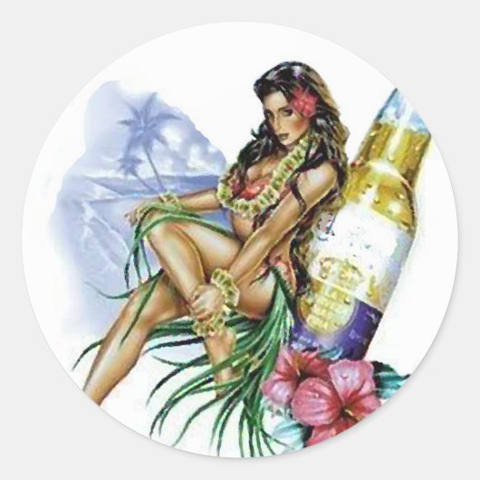 Sticker Rond Beer Girl (Devant)