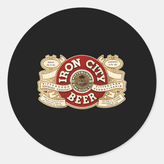 Sticker Rond Beer Irons City Pittsburgh Beer (Devant)