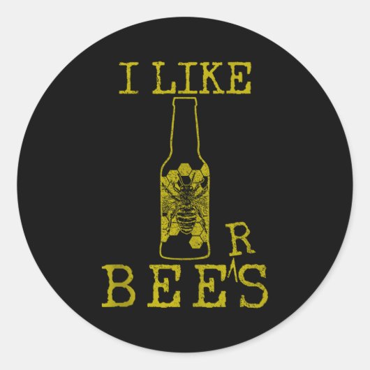 Sticker Rond Bees & Beer - Funny Quote Beekeeng Beekeeper G (Devant)