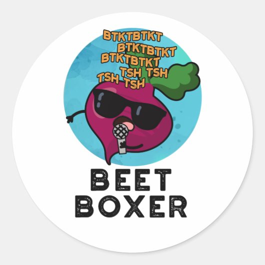 Sticker Rond Beet Boxer Funny Beet Pun (Devant)