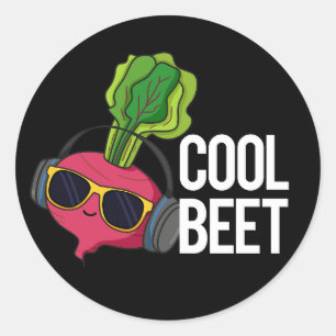 Sticker Rond Beet cool Funny Veggie Pun Dark BG
