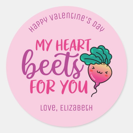 Sticker Rond Beets Coeurs Pour Vous Drôle Mignonne Valentines J (Devant)