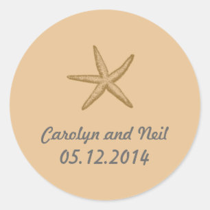 Sticker Rond Beige Beach Thème Starfish Mariage Favoriser