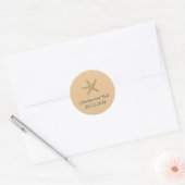 Sticker Rond Beige Beach Thème Starfish Mariage Favoriser (Enveloppe)
