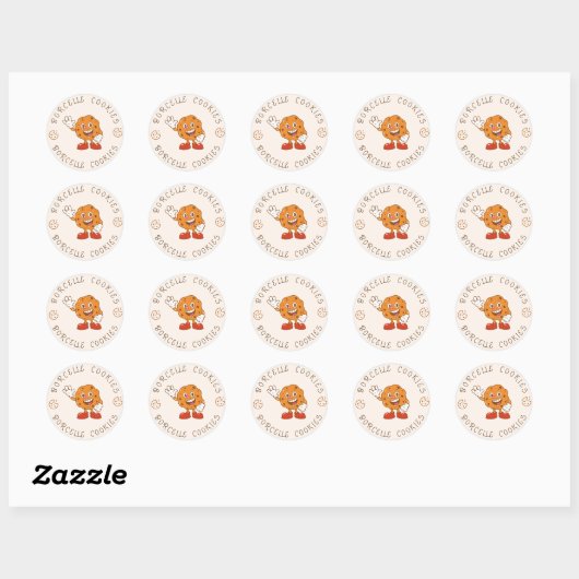 Sticker Rond Beige Brown Cookies Produit (Feuille)