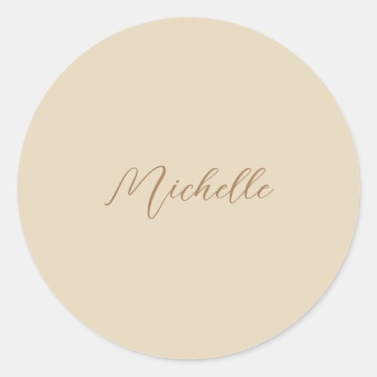Sticker Rond Beige Classic Professional Nom manuscrit (Devant)