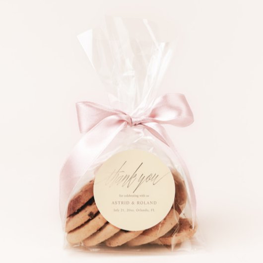 Sticker Rond Beige & Faux Gold Wedding Favoriser