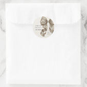 Sticker Rond Beige Ivory Bow Baby Shower Thank You (Sac)