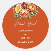 Sticker Rond Beige Jaune Floral Italien Arc Mariage Merci (Devant)