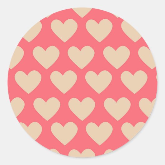 Sticker Rond Beige Rouge mignon Simple Motif de coeur (Devant)